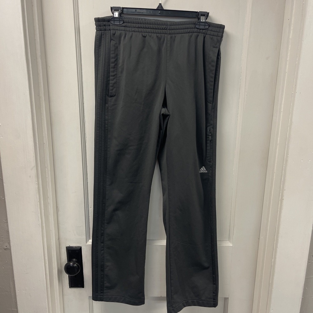 Adidas 3 Stripe Knit Sweatpants Dark Gray Men's Size Medium